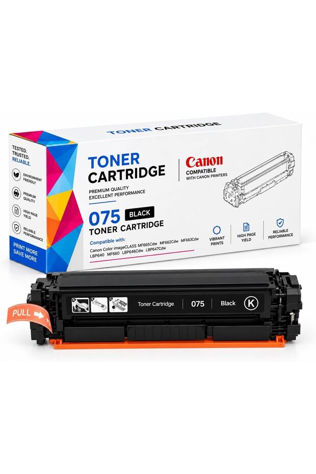 075 Toner Cartridge Black Compatible Replacement for Color imageCLASS LBP646Cdw LBP647Cdw LBP640C LBP640 MF665Cdw MF663Cdw MF662Cdw MF660C MF66 (Black)