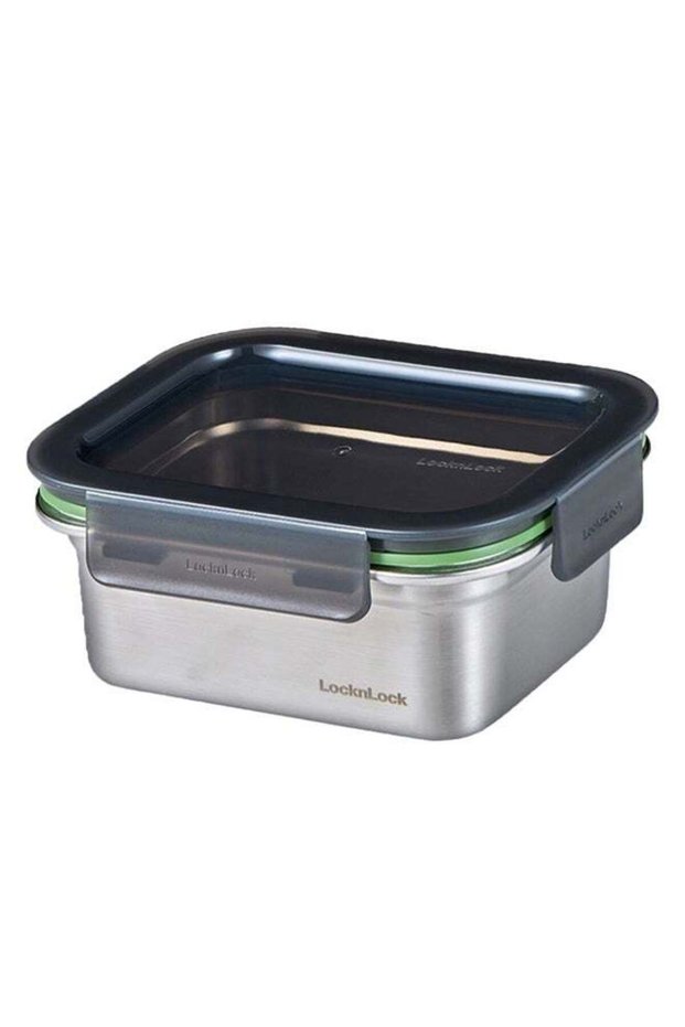 LocknLock Stainless Steel Stackable Food Container Rectangle 500ml – Four-Side Locking Lid, Durab