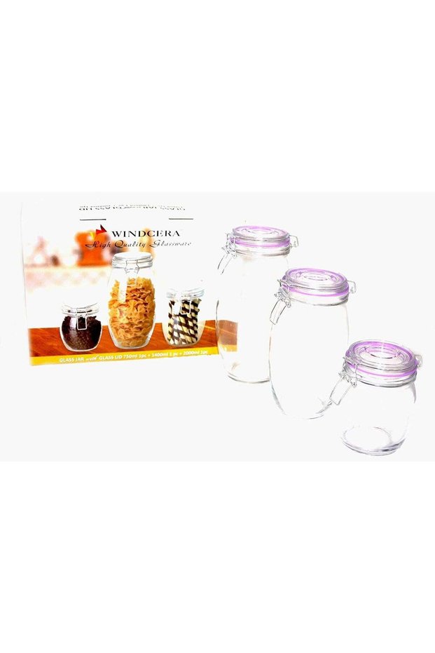 Glass Jar W, Glass, 3 Pcs Set, Transparent, FC 20217