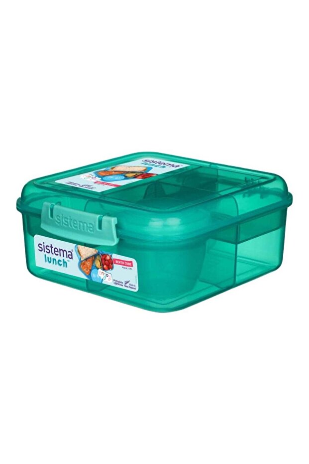 Sistema Bento Cube Lunch Box 1.25L BPA Free Leak Proof Compartment Bento Container Green Lunch Box