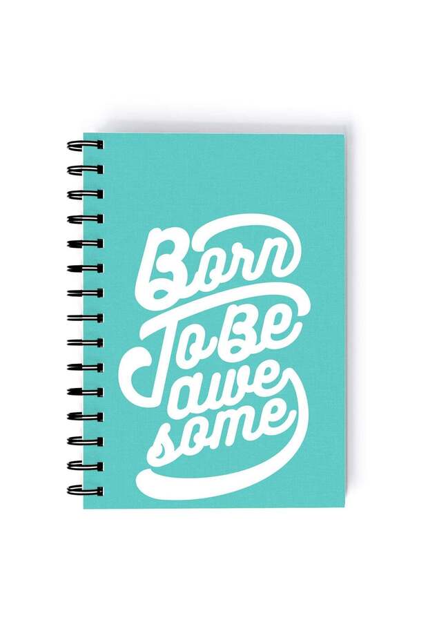 Spiral A5 Notebook Typography Motivation and Inspirational Quote Born to be Awesome Quote Blue Aest