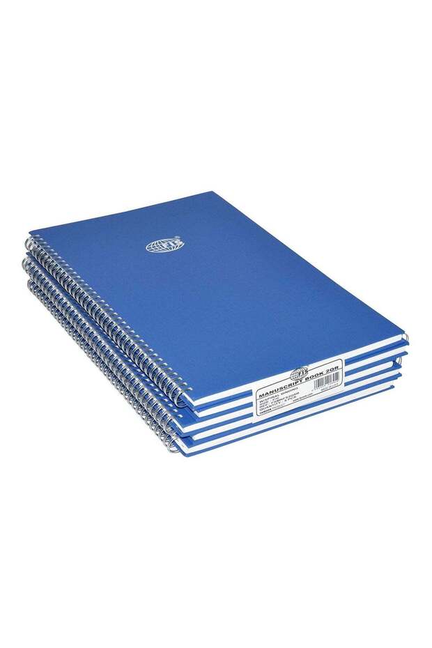 FIS Manuscript Books 8 mm Single Ruled With Spiral, (Pack of 5 Pcs x 96 Sheets) 2 Quire, Size - FSM