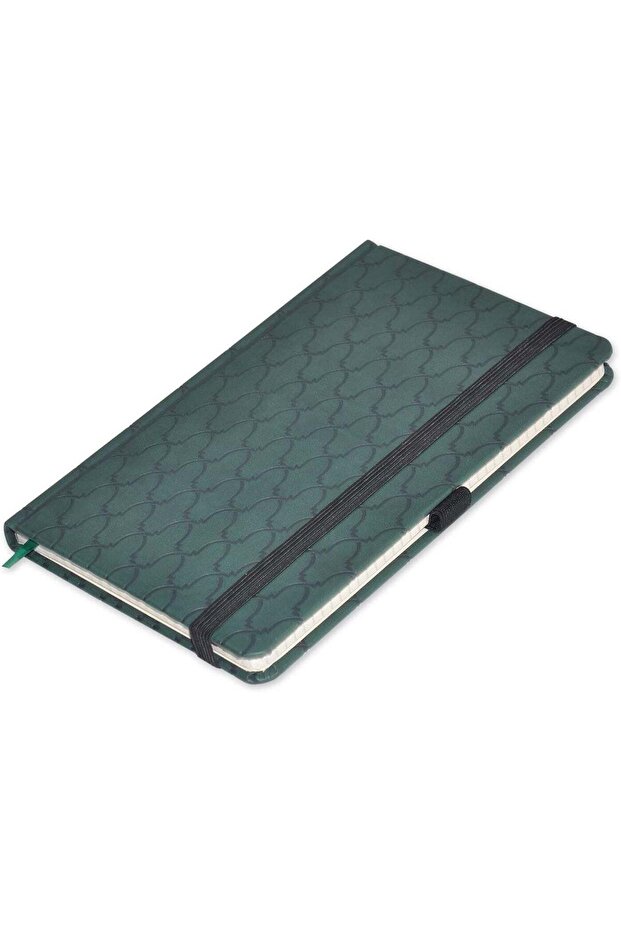 FIS® Executive Notebook, Size 13x21CM, 96 Sheets 5MM Square With Elastic PU Window Green Design 1 -