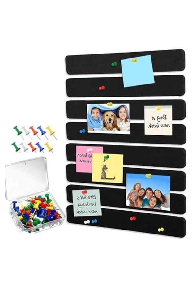 8 Pack Felt Pin Board Bar Bulletin Board, Self-Adhesive Bulletin Board Bar Strips, Cork Boards for