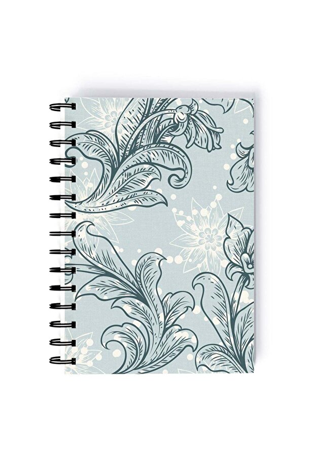 Elegant Leafy Rectangle Spiral A5 Notebook Multicolour