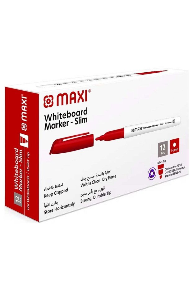 12-Piece Slim Tip Dry Erase Whiteboard Markers Red