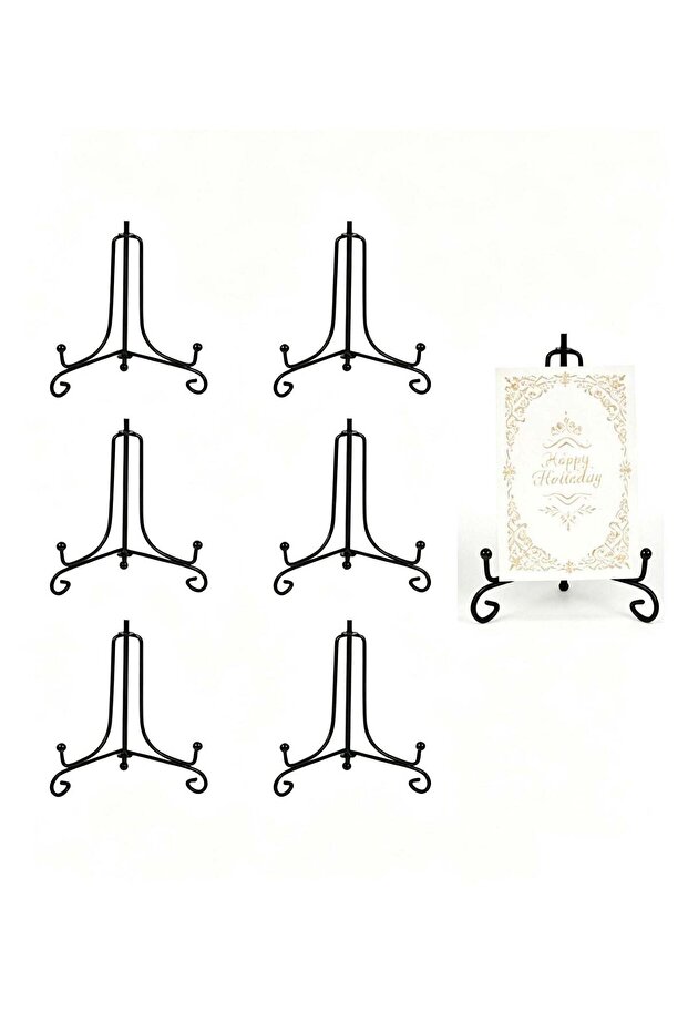 6 Pcs Black Metal Plate Display Stand, Card Holders, Tabletop Iron Easel Holder for Photo Picture M