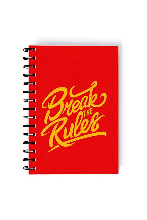 Spiral A5 Notebook Typography Break Rules Quote Red Aesthetic