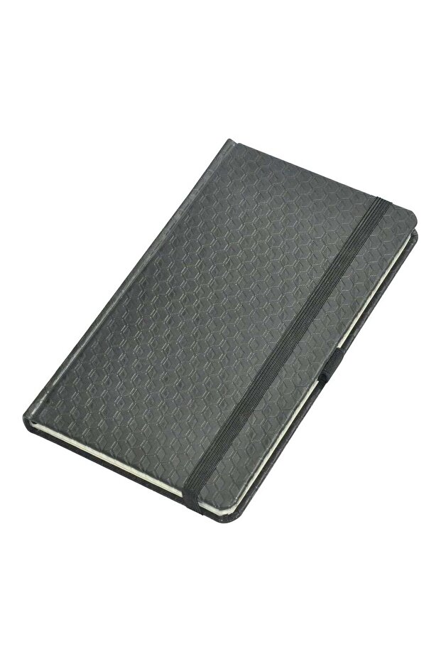 FIS® Executive Notebook, Size 13x21CM, 96 Sheets Single Line With Elastic PU Window Black Design 3