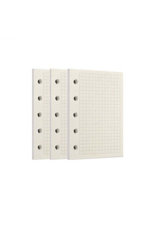 Zelten 3 Pack A8 120 Sheets/240 Pages Squared Loose Leaf Punched Paper Refills Paper for 5 Hole Bin