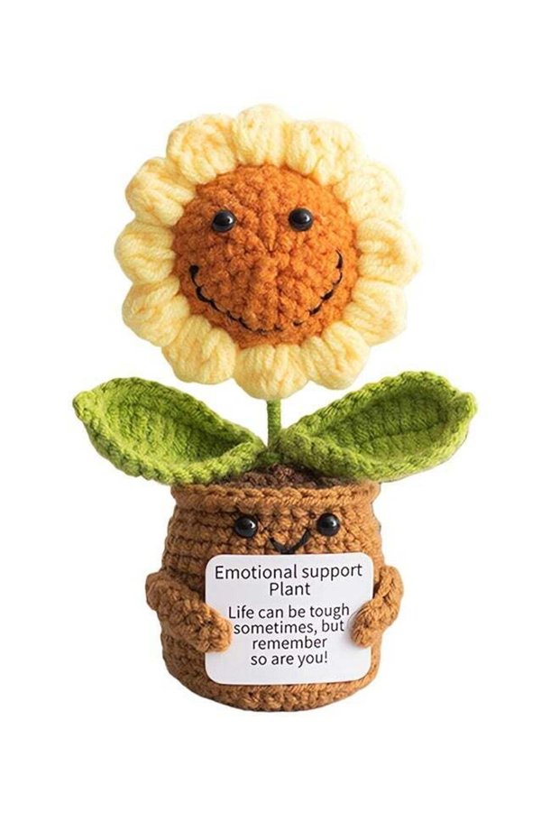 Knitted Flowers Cute Crochet Emotional Support Knitted Positive Energy Doll Handmade Kintted Doll C