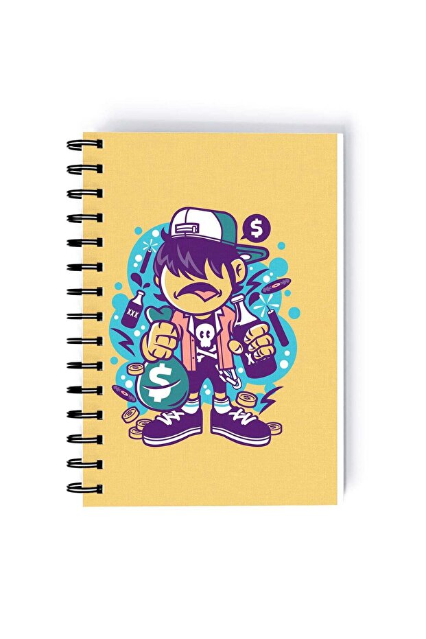 Graffiti Artist Rectangle Spiral A5 Notebook Multicolour
