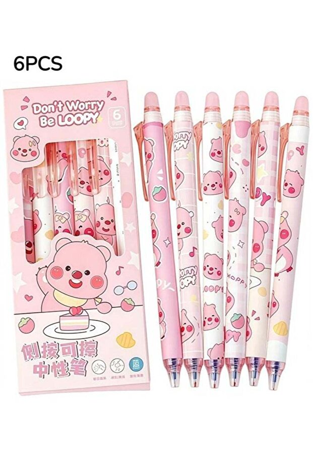 6 Pcs Erasable Pens 0.5mm, Cute Animal Cartoon capybara Design,Writing Pen for Gilrs Boys School