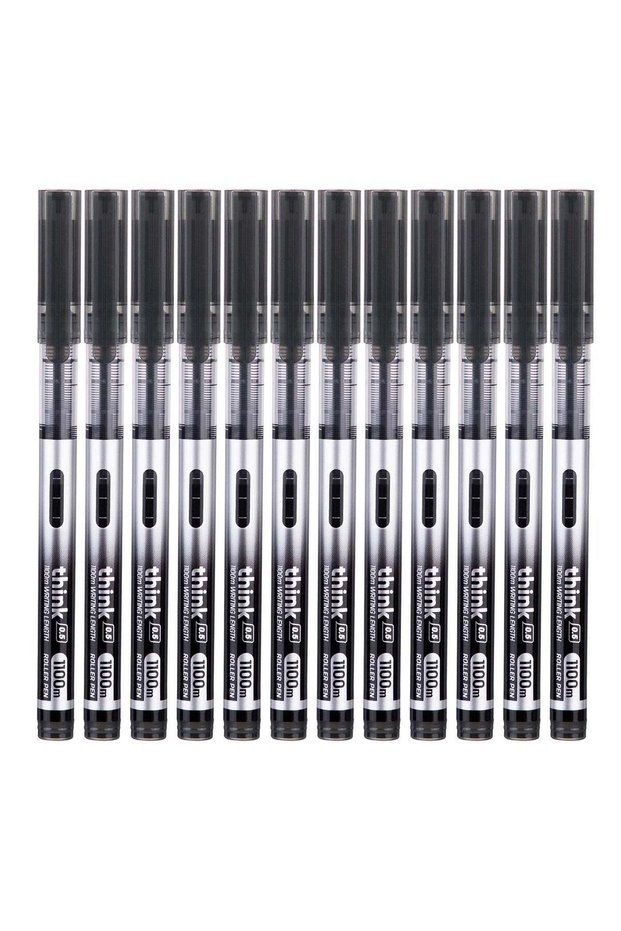 12-Piece Needle Ink Gel Pen 0.5mm Tip Black Ink