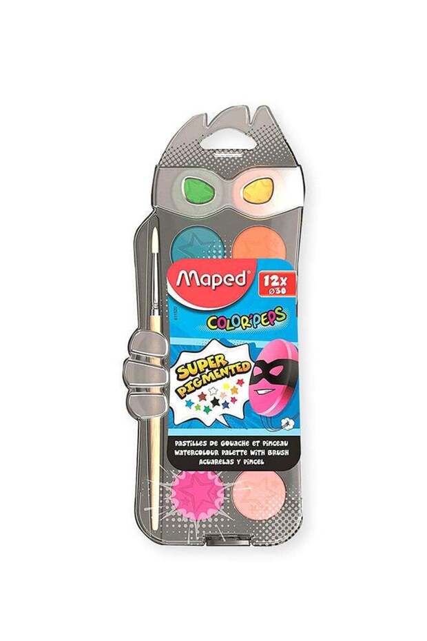 Colour Peps Watercolour Paint Palette And Brush Multicolour