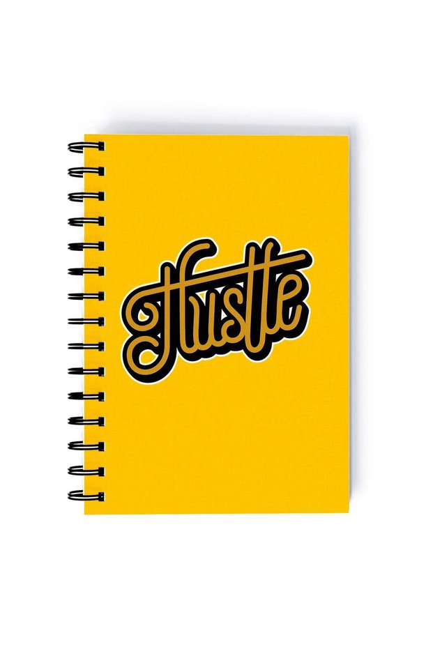 Hustle Printed Rectangle Spiral A4 Notebook Yellow/Black