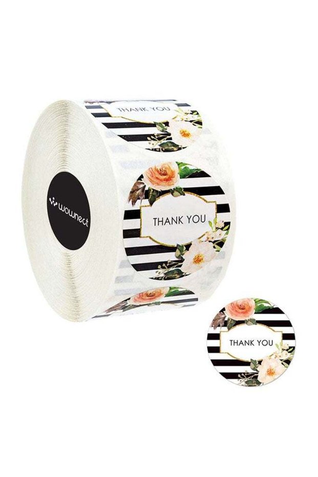 Flower Design Thankyou Sticker Round [1inch][1000 Stickers] Labels For Envelope Seals Packing Seals