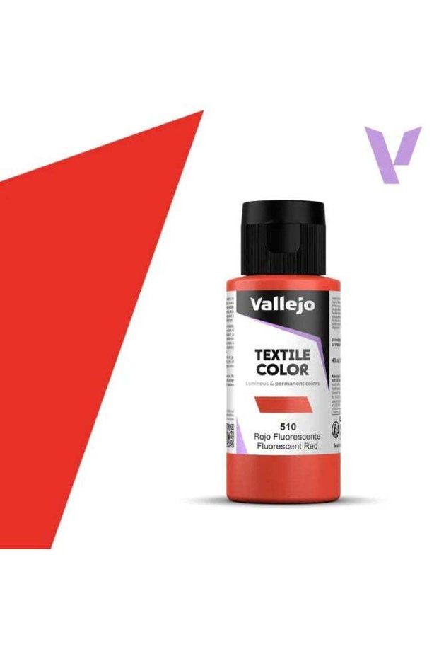 Textile Fabric Paint Fluo Red 510 – 60ml Bottle Vibrant Fluorescent Permanent Washable Finish