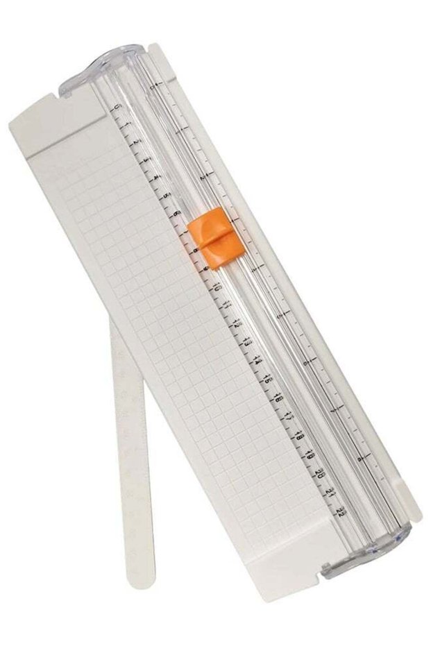 12 Inch Mini Paper Trimmer Cutter, Two-Way Cutting with Measuring Tape, White
