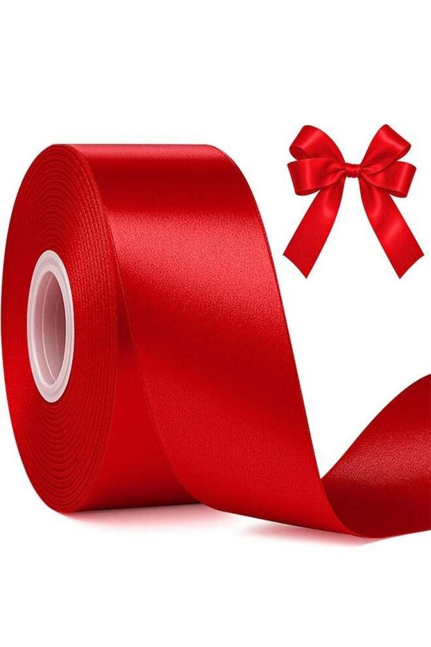 Red Ribbon, 25 Yards of Solid Color Satin Ribbon, perfect for gift wrapping, wreath decoration, bow