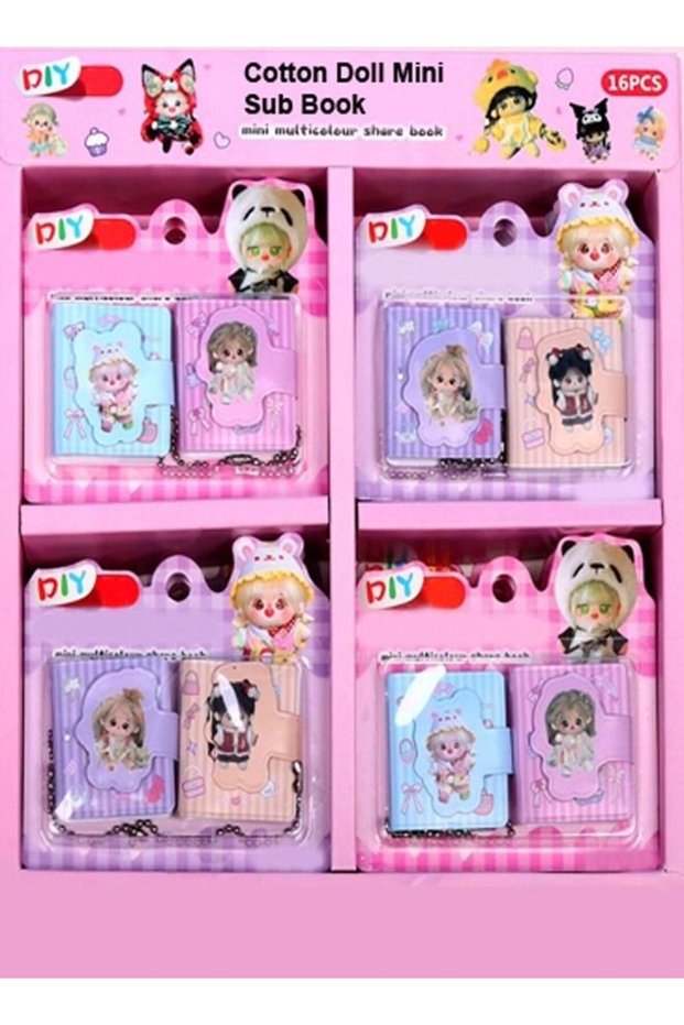 Set of 2 16 Pieces Beautiful DIY Multicolor Cotton Doll Cartoon Theme Mini Share Book Pocket Diary