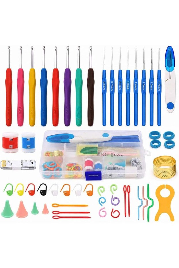 Crochet Hooks 16 Sizes Crochet Hook Set 0.6mm—6mm, 59 Pack Yarn Crochet Kit for Beginners, Knitting