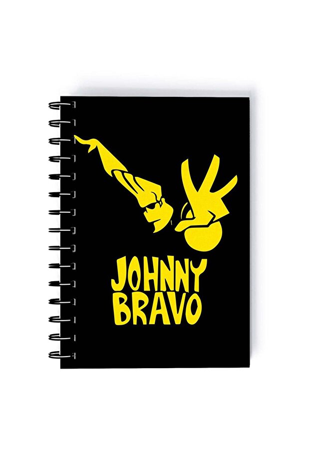 Johnny Bravo Woah Momma Printed Spiral A5 Notebook Yellow/Black