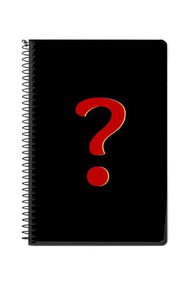 A5 Question? Printed Spiral Bound Notebook Black/Red