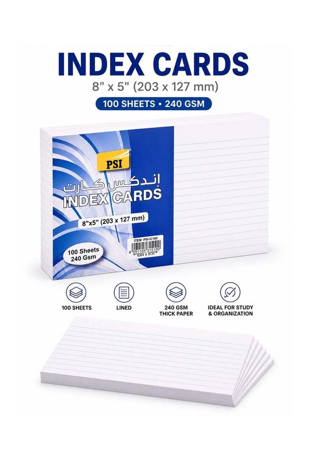 100-Piece Ruled Index Card 8x5 Inch Size 240gsm Thickness