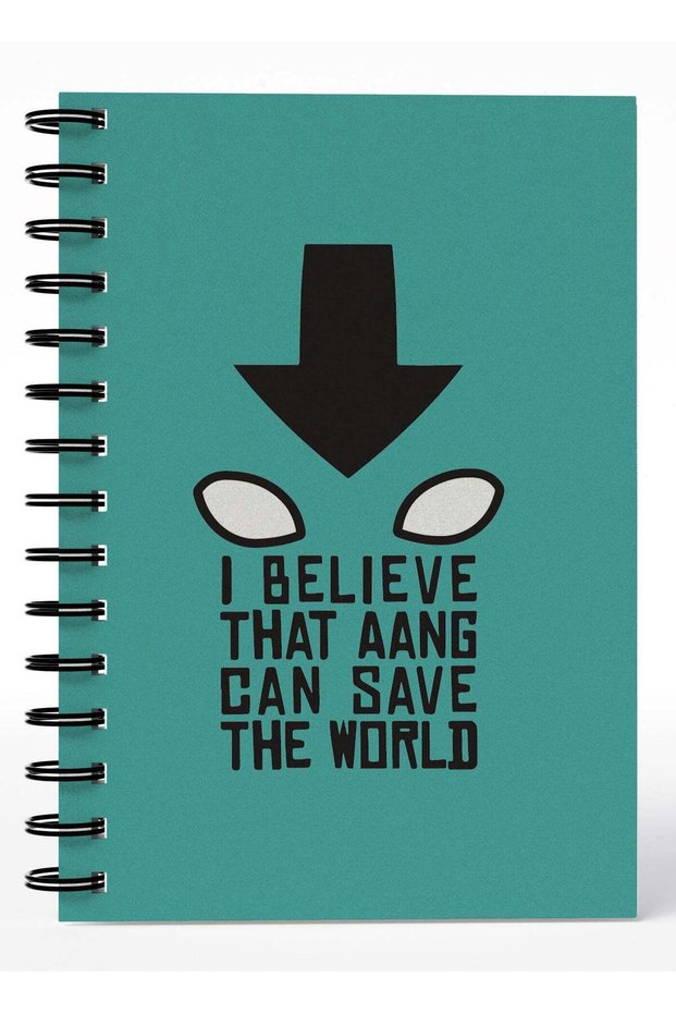 Wirebound Spiral Notebook Avatar Aang Minimal I Believe Quote Lined Writing Journal