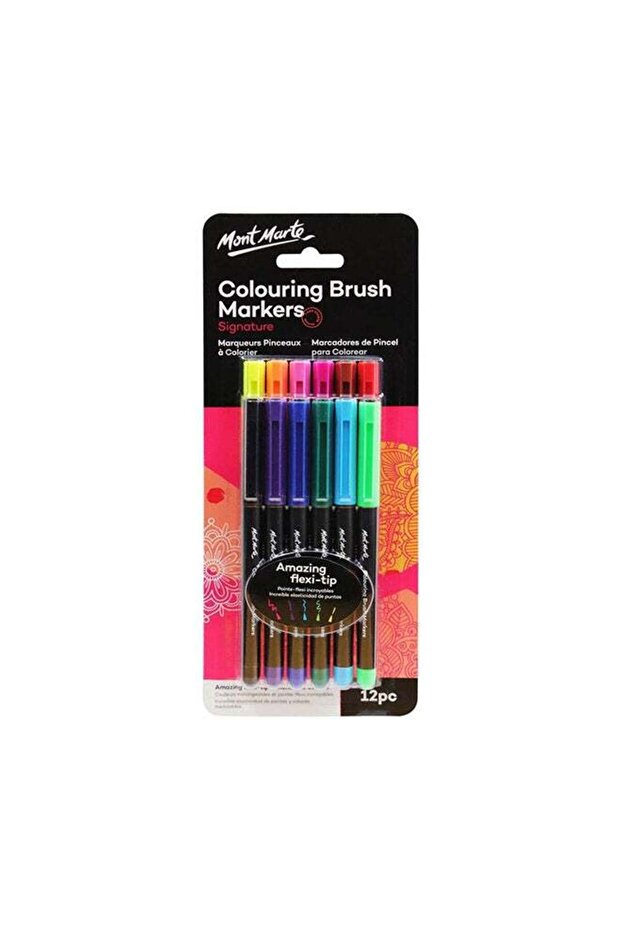 12-Piece Colouring Brush Marker red/orange/blue