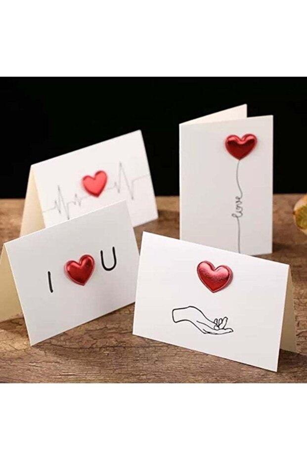 4PCS DIY Valentine’s Day Greeting Cards Set with Envelopes – Heart Design Love Cards for Anniversar