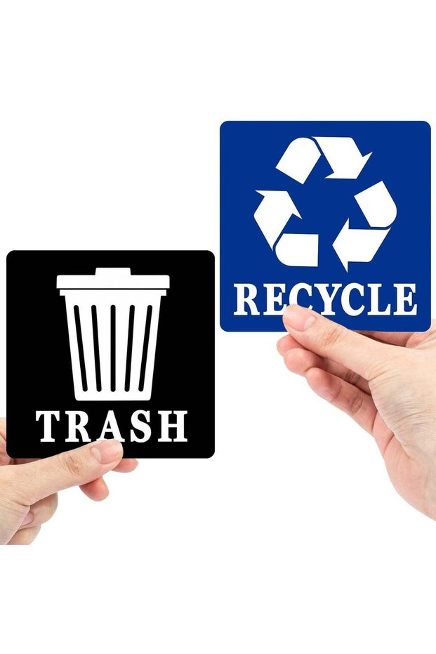 Recycle Sticker for Trash Can - Recycle Sign 8 Pack Decals self Adhesive Garbage Recycling Stickers