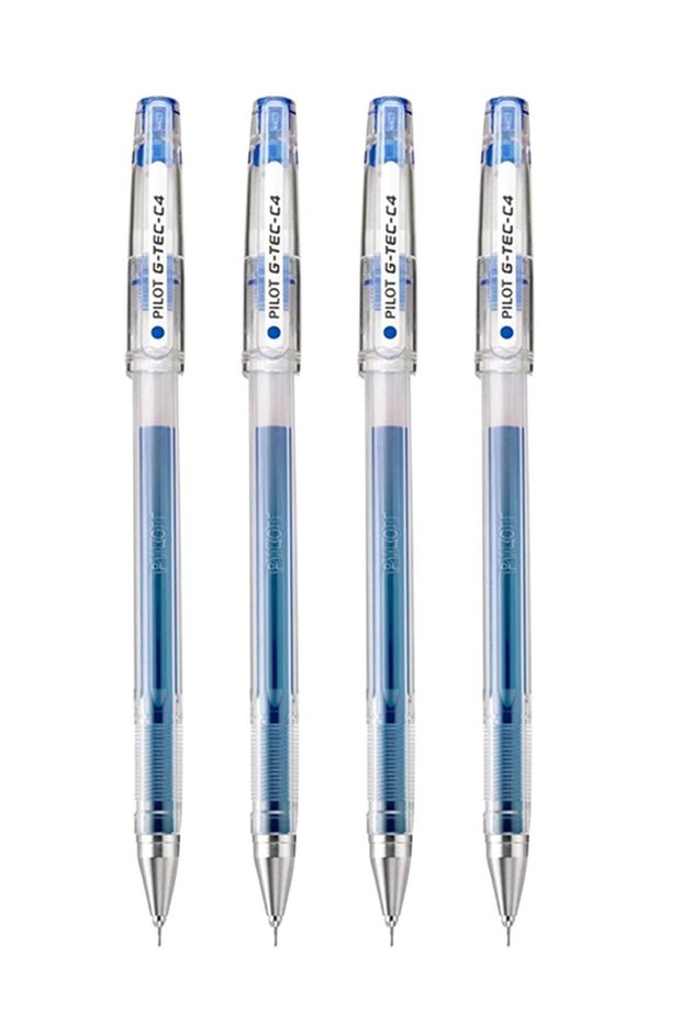 4-Piece G-Tec Ultra Fine Roller Pen 0.4mm Tip Blue Ink