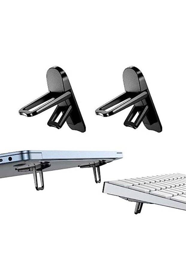 Mini Foldable Laptop Stand, 2PCS Self-Adhesive Portable Invisible Computer Keyboard Riser, Adjustab