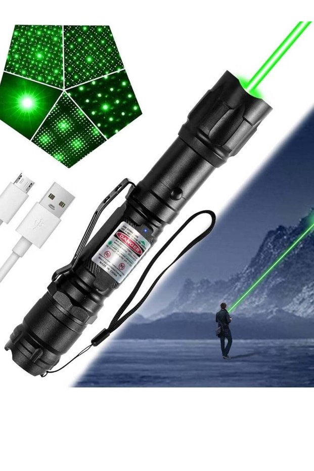 Green Laser Pointer Flashlight, Tactical Long Range Laser Flashlight, Rechargeable Laser