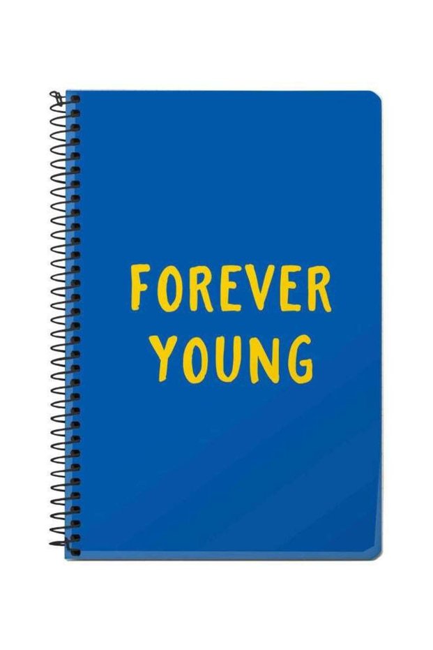 A5 Forever Young Printed Spiral Bound Notebook Blue/Yellow