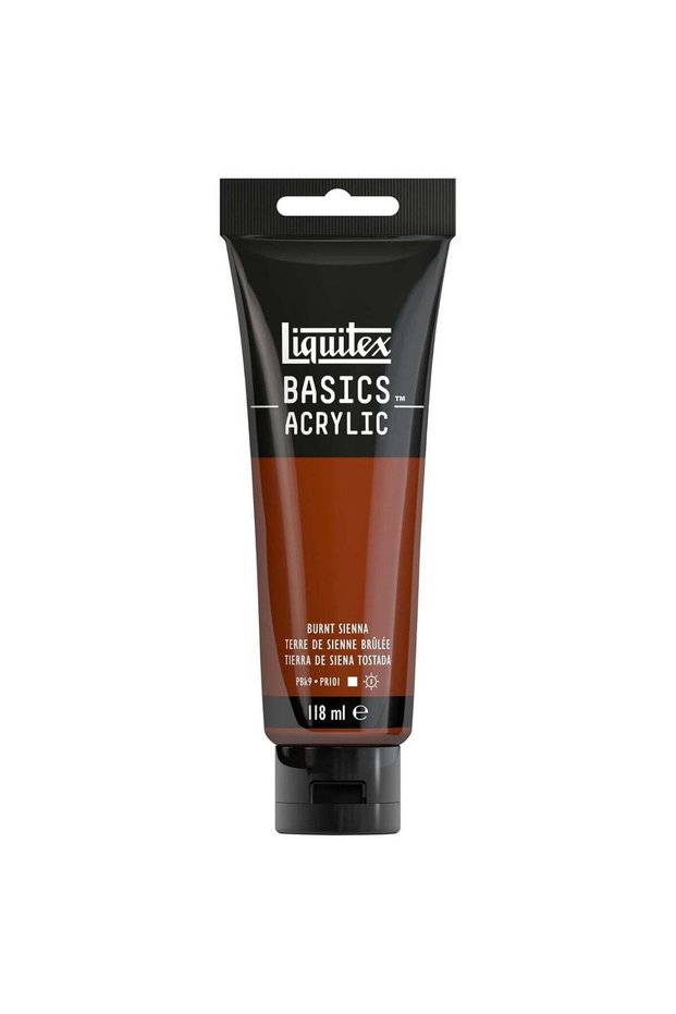 Basics Acrylic Colour Paint Tube 118ml Content Burnt Siena Row