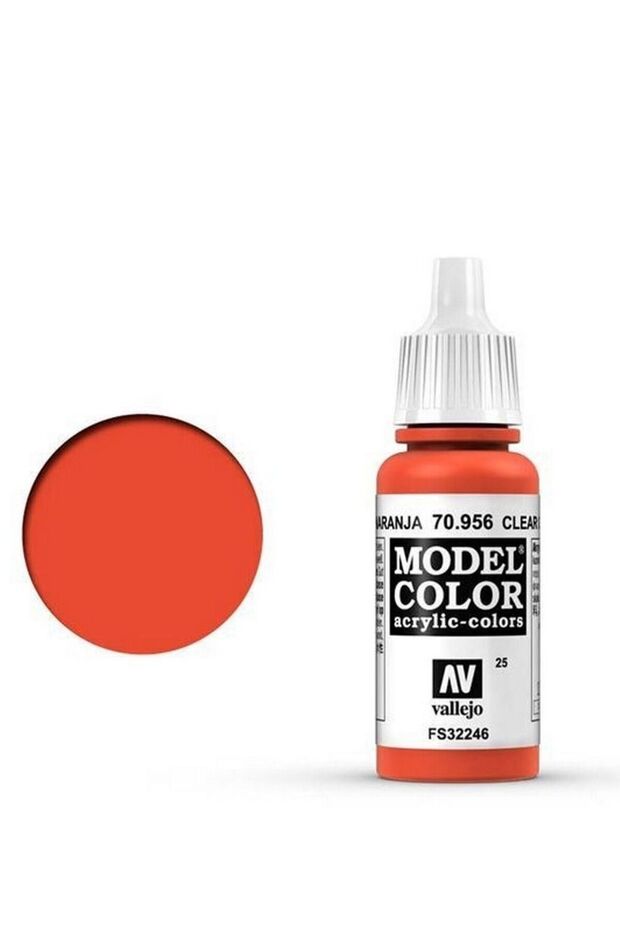 Model Color 956 Clear Orange 18ml Bottle Acrylic Paint for Scale Miniatures and Detailing