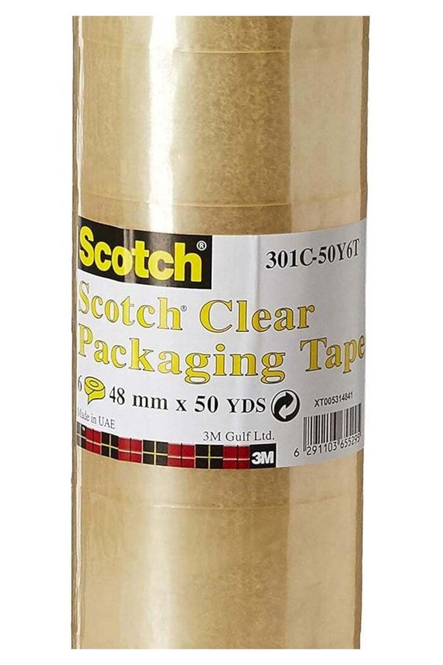 Scotch Clear Packaging Tape, 2 in x 50 Yds, 6 Rolls