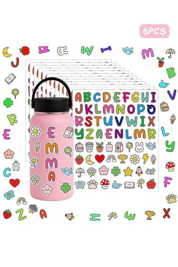 6 Sheets Letter Stickers, DIY Alphabet Sticker Pack, 1 Inch Self-Adhesive Vinyl Letters Sticker an