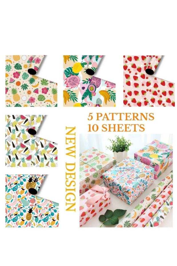 10 sheets Innovation Fruit Packaging Paper Valentine's Day Birthday Ramadan Eid Gift Wrapping Paper