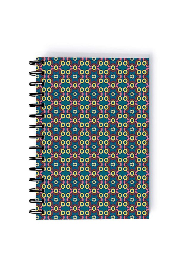 Arabic Pattern Printed Spiral A5 Notebook Black/Brown
