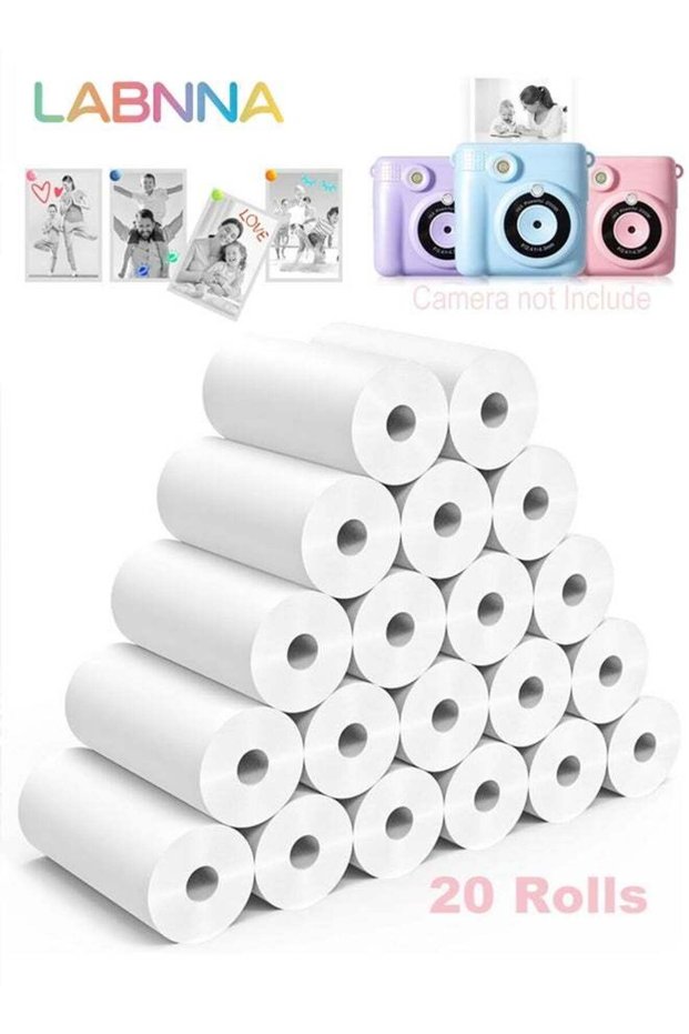 20 Rolls White Kids Camera Instant Print Refill Paper Set,Thermal Print Paper Rolls Photo Print HD