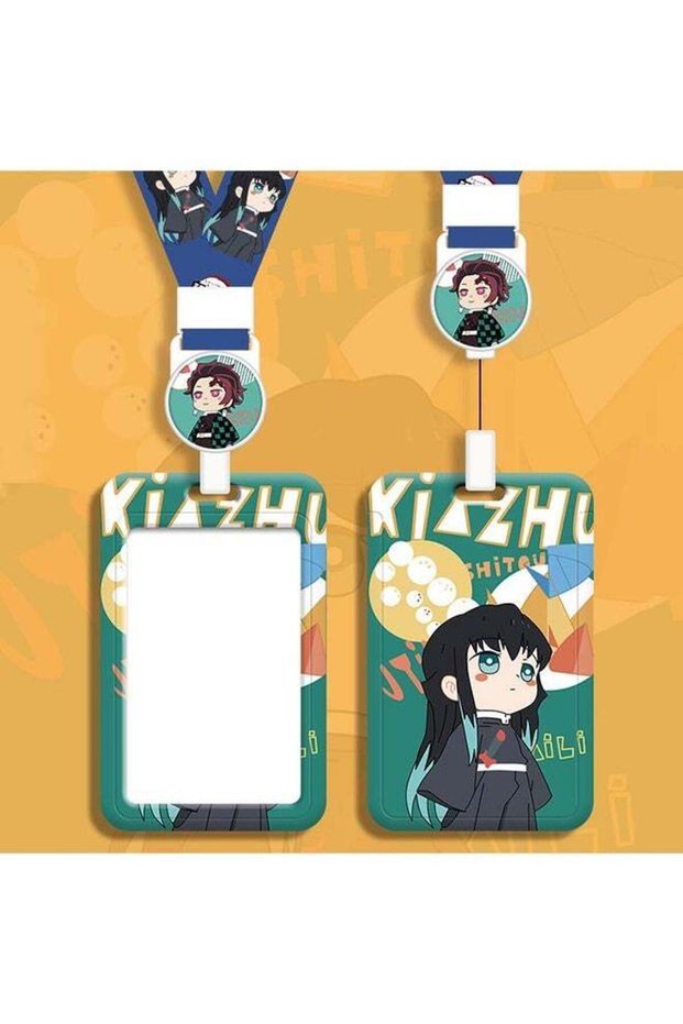 Cute Demon Slayer Muichiro Tokito Anime ID Card Holder with Retractable Lanyard, Cartoon Badge Case