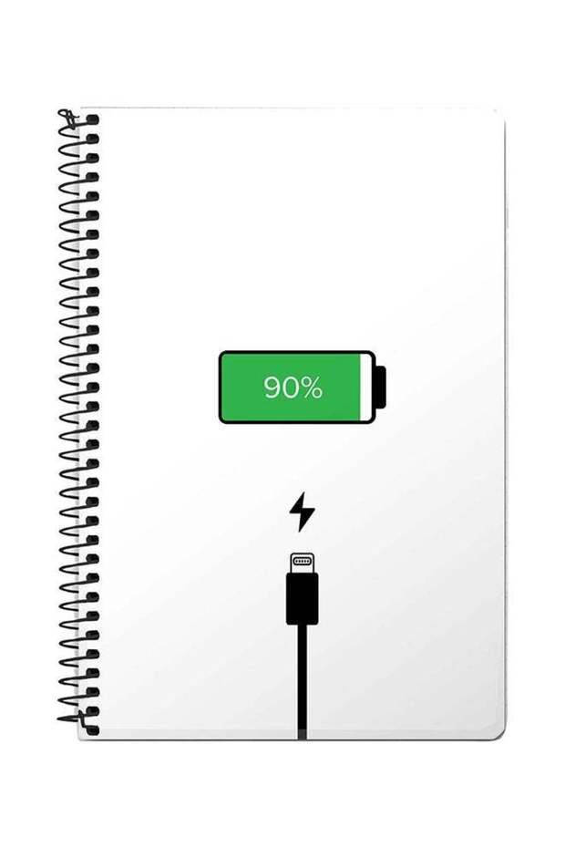 Battery Charging A5 Spiral Notebook White/Black/Green