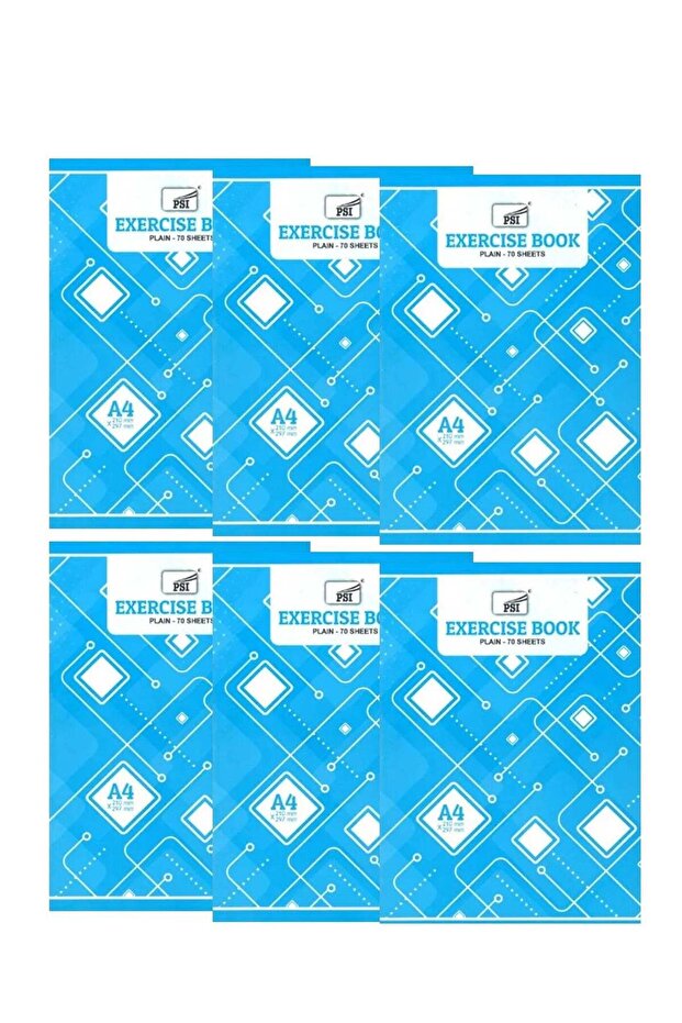 6-Piece A4 Size Plain Notebook 70 Sheets