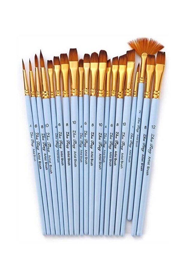Goolsky 20pcs Draw Paint Brushes Set Kit Artist Paintbrush Multiple Mediums with Nylon Hair for Acr