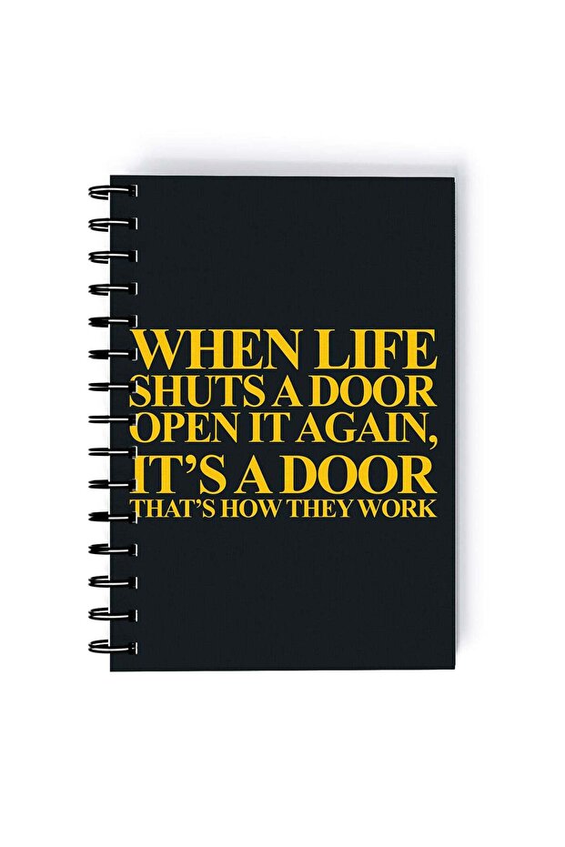 Spiral A5 Notebook Typography Motivational Quote When Life Shuts Door Black Aesthetics