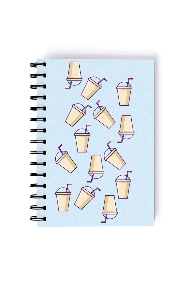 Spiral A4 Notebook Pattern Cute Milk Shake Blue Aesthetics